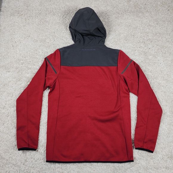 Peak Velocity Sport Jacket Mens S Red Hooded Logo Long Sleeve Track Hiking - Picture 5 of 10